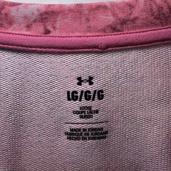 Under Armour Crewneck Cropped Sweatshirt Womens Size Large Pink Camo Long Sleeve - Picture 7 of 12